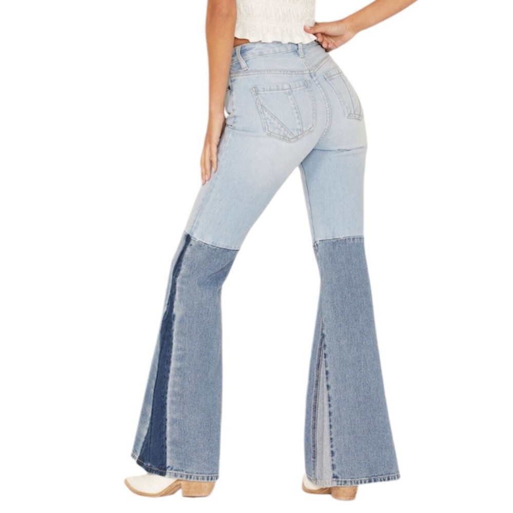 Shyanne Bell Bottom Jeans - Light and Dark Blue - Picture 5 of 16